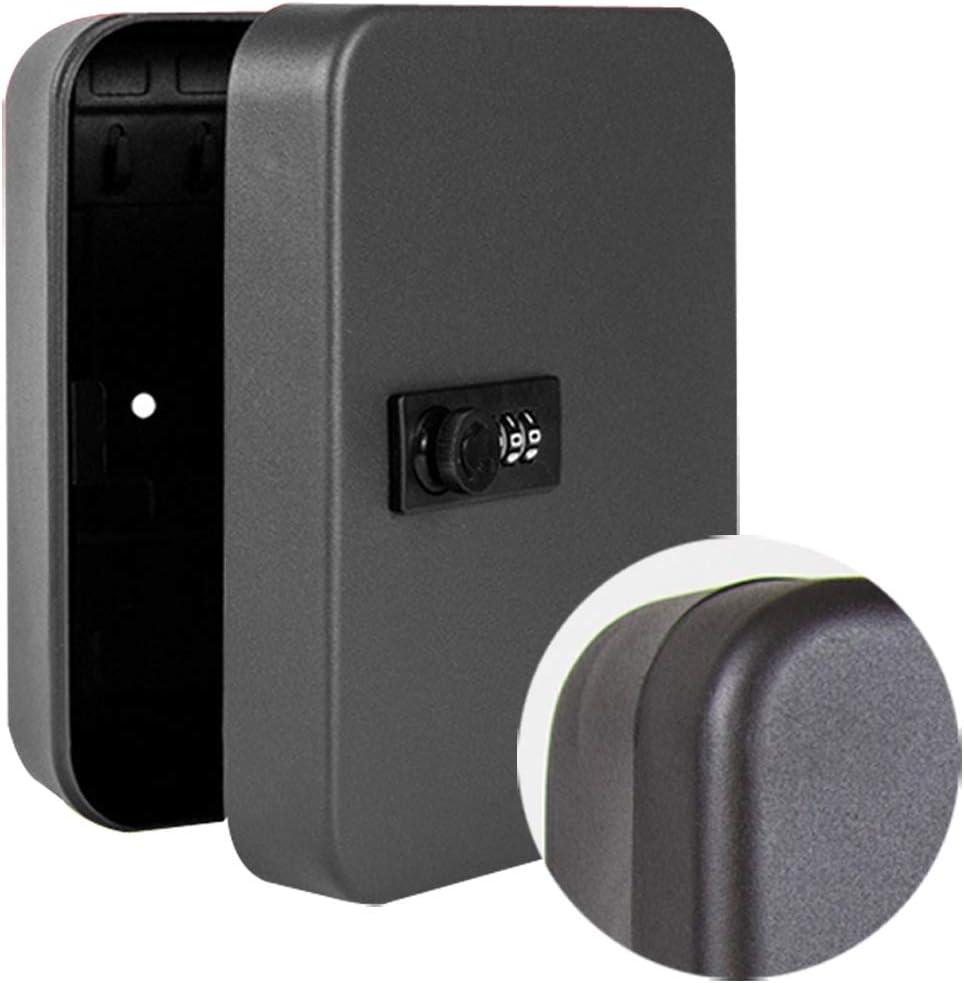 Black Steel Key Cabinet Box with 24 Key Slots and Combination Lock Q49830