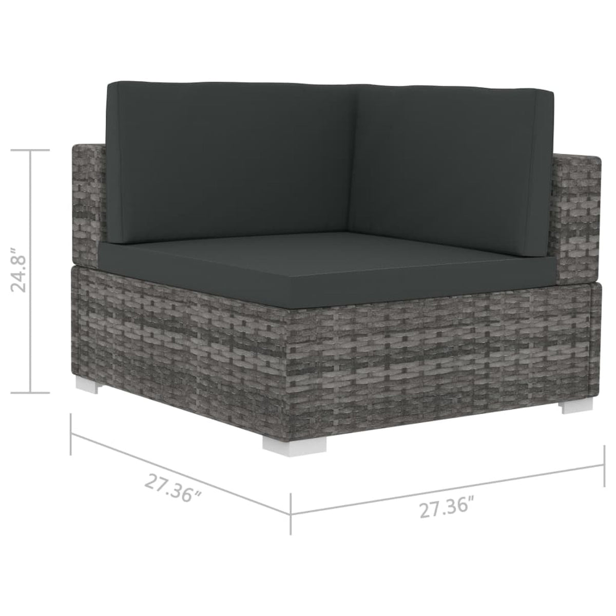Set of 2 Gray Poly Rattan Corner Sofa with Cushions X545975