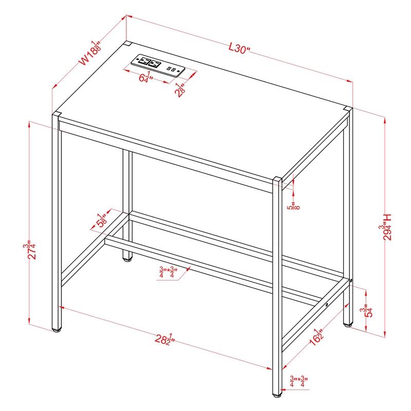 Aruba Blue and Gold Wood Writing Desk with USB Port D104
