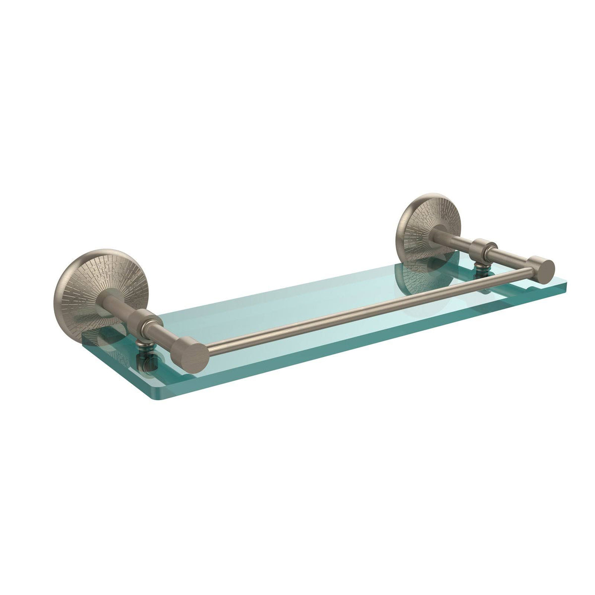 22-inch Tempered Glass Shelf with Gallery Rail Antique Pewter G741