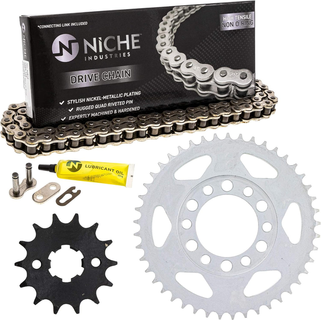Drive Sprocket Chain Combo Front 14 Rear 45 Tooth 428HZ Standard 120 Links Pack of 2 O603