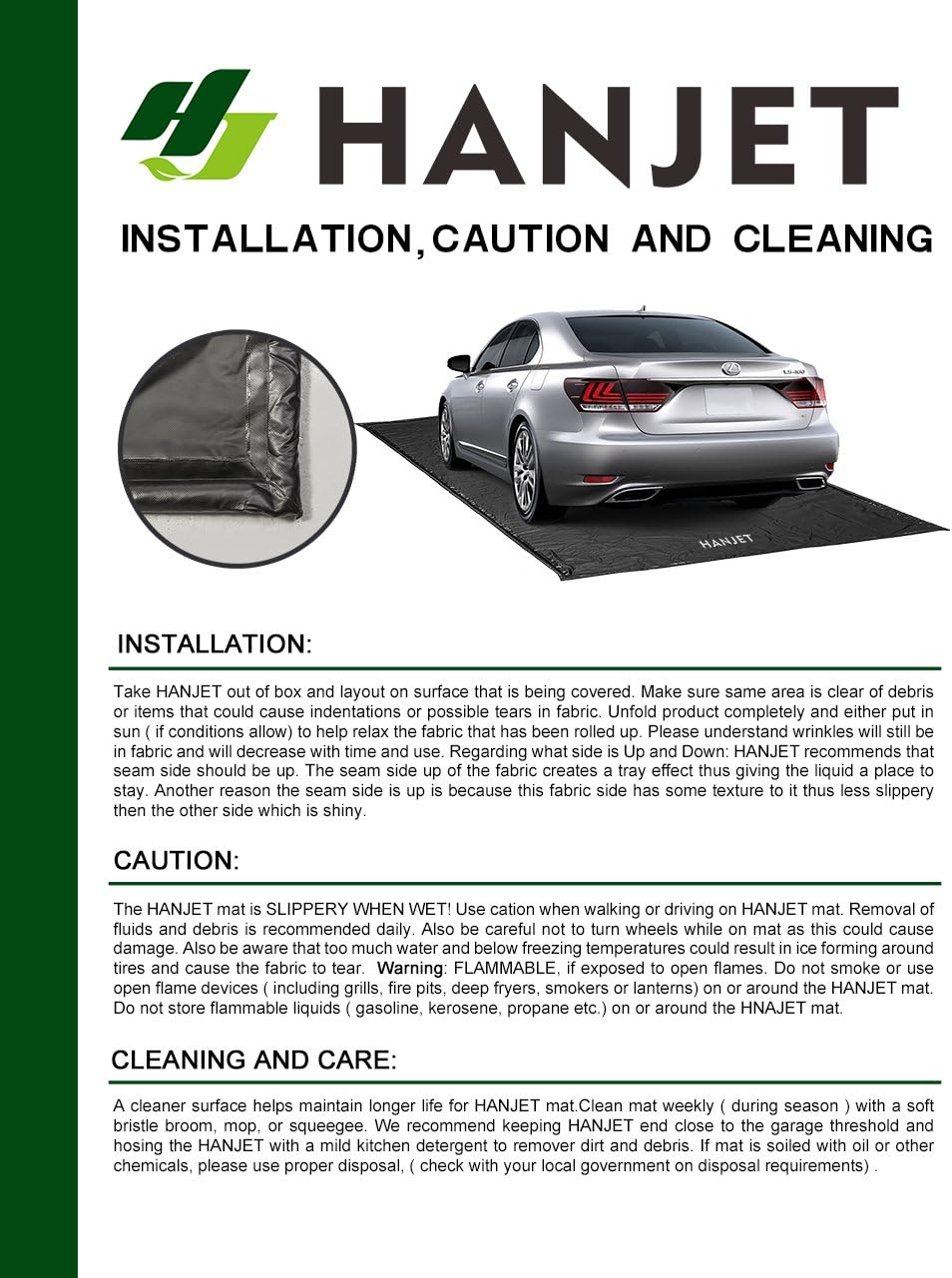 Oil Mat for Garage Floor, Car Parking Mat, Black S7696