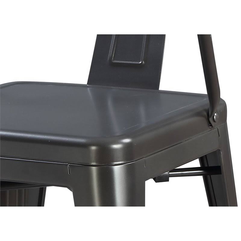 Charcoal 24x22 Bar Stool with Solid Metal Seat Back and Legs - Set of Two F878818