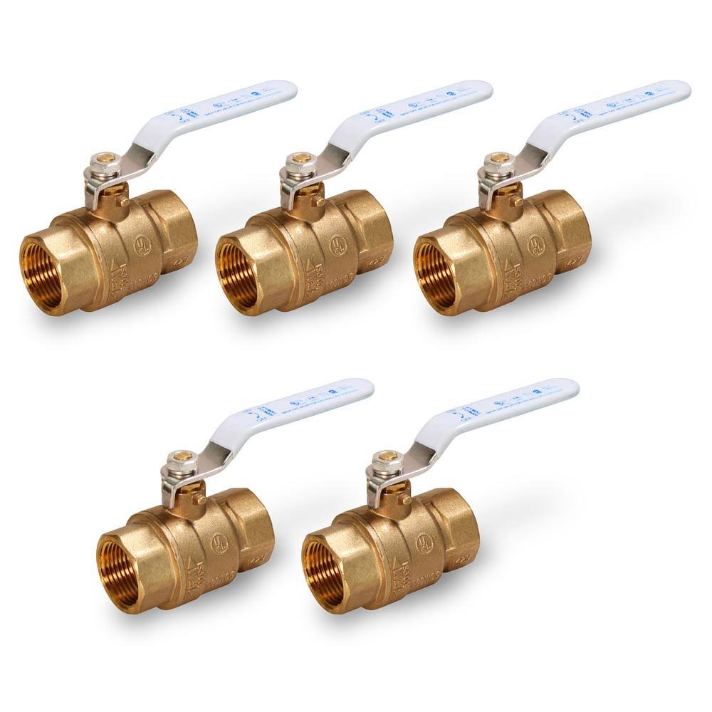 1-1/2 in. FIP x 1-1/2 in. FIP Brass Full Port Ball Valve (5-Pack) A9763