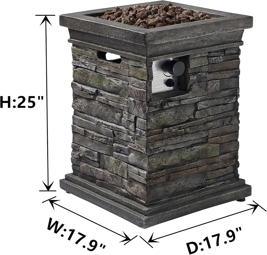 Square Propane Gas Fire Pit Table with Lava Rocks and PVC Cover U17219