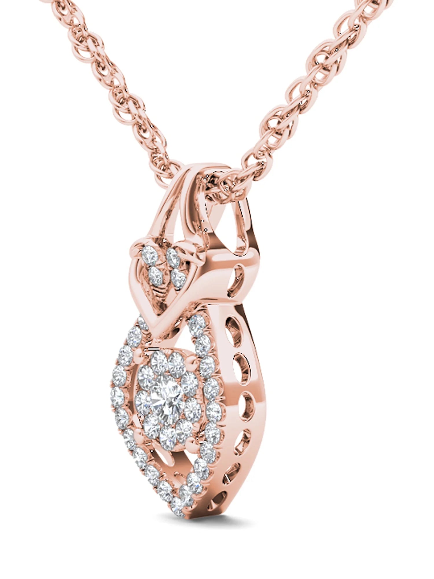 10K Rose Gold Diamond Teardrop Necklace Z205