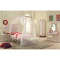 White and Purple Metal Twin Bed with Canopy M86470