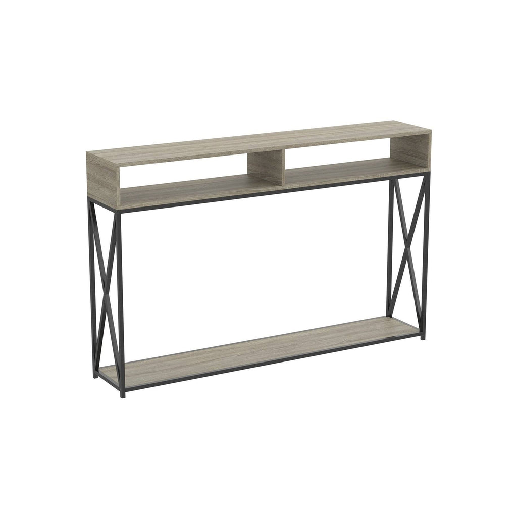 Dark Taupe Console Table with Two Open Shelves I28477