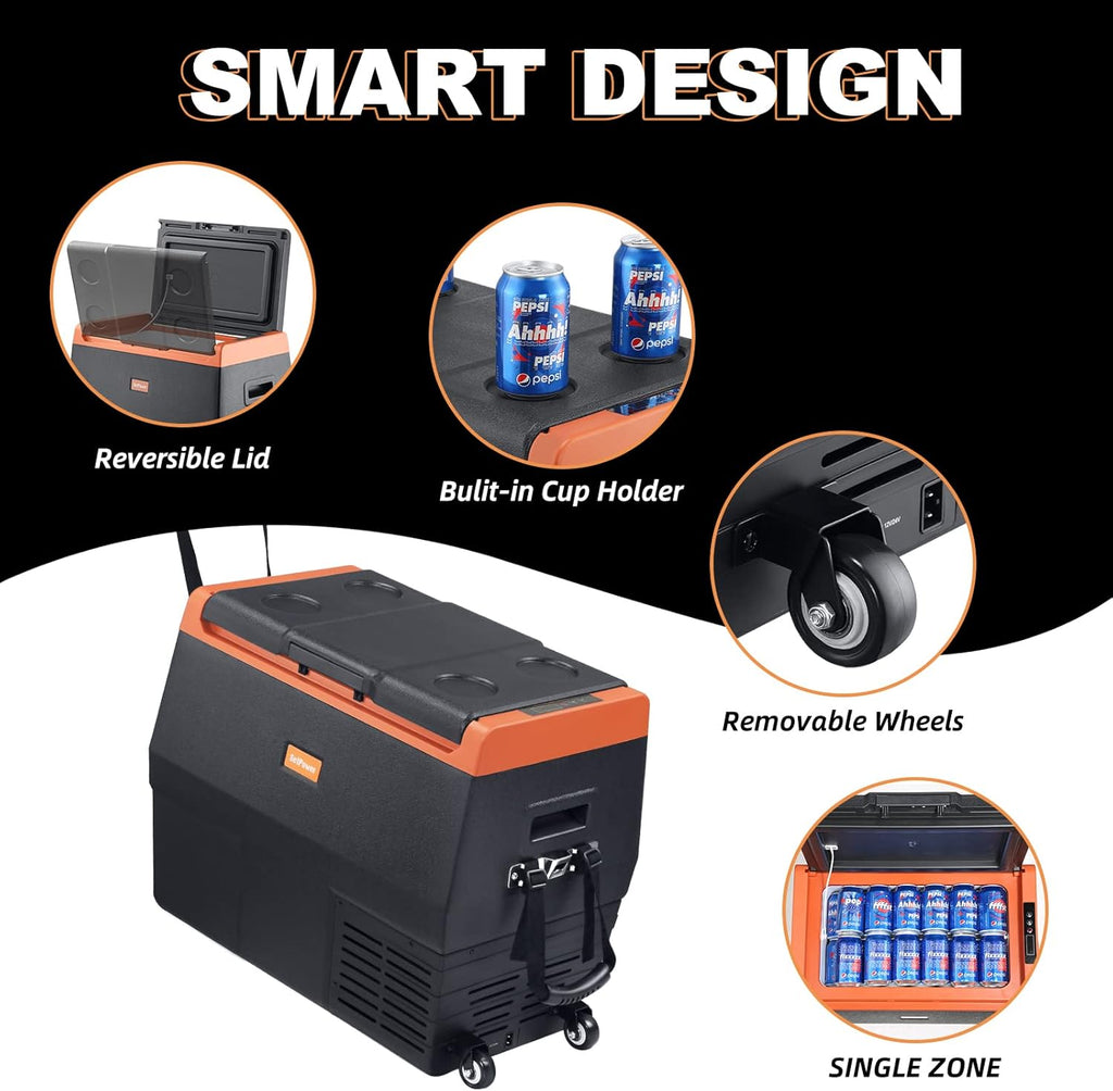 Portable Fridge Freezer, 12 Volt Refrigerator, Electric Cooler with Wheels Y40353
