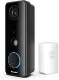 Black Wireless Video Doorbell Camera with Chime, 1080P, IP66 Waterproof G249