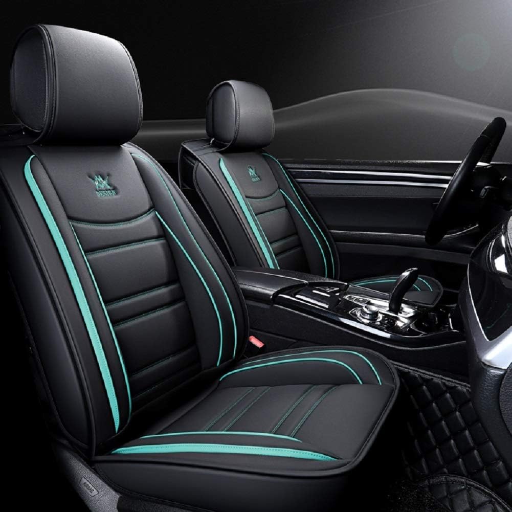Black Leather 5 Seats Full Set Car Seat Covers B750529