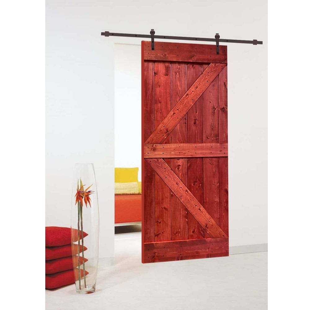 Charcoal Black Stained Wood Interior Sliding Barn Door with Hardware Kit I867