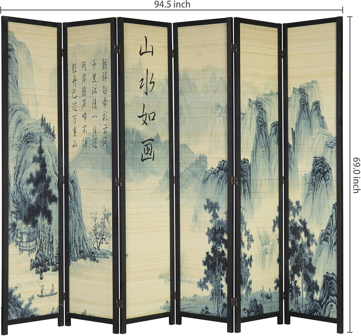 6-Panel Bamboo Freestanding Room Divider L3875