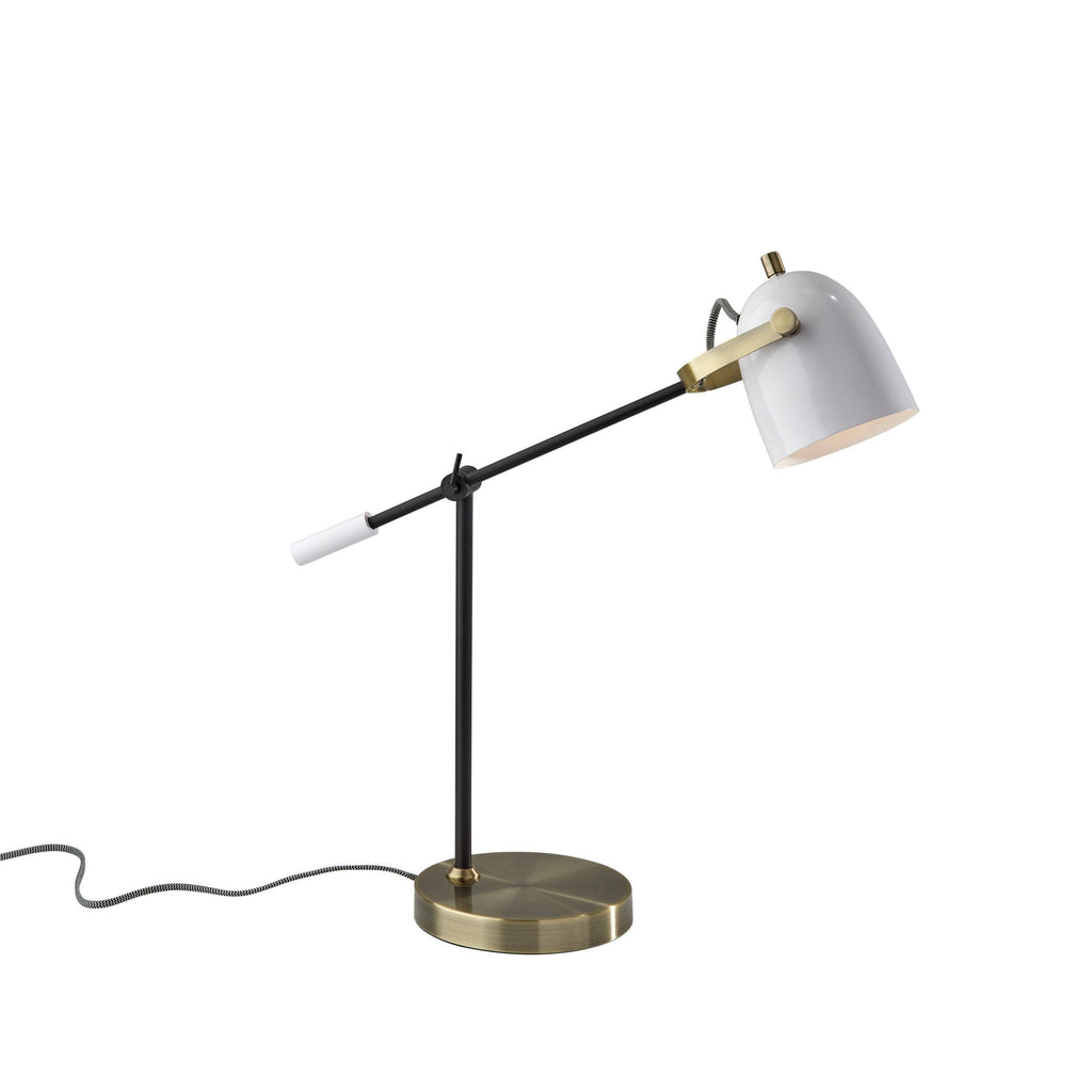 Black White and Antique Brass Desk Lamp H173