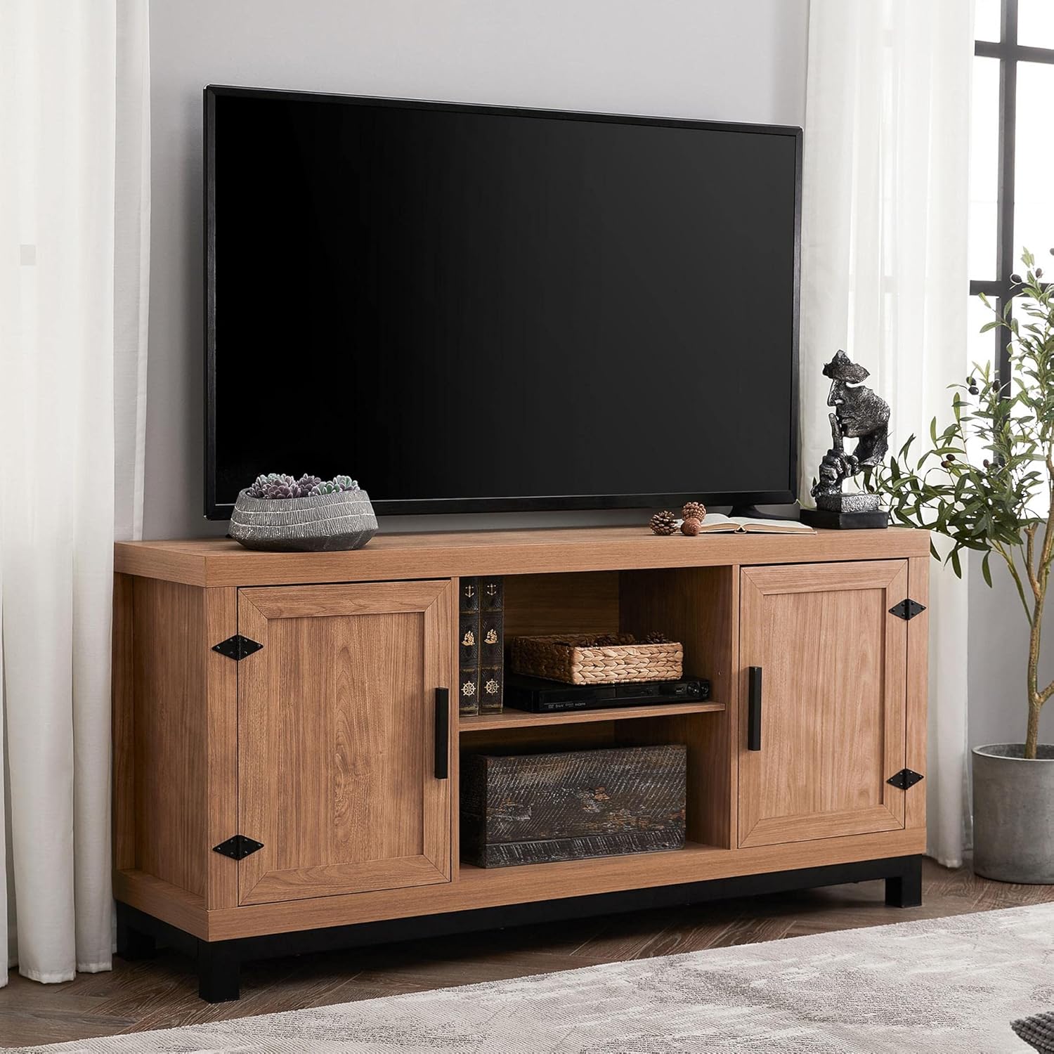 60 Inch Wood TV Stand with 6 Storages X811147