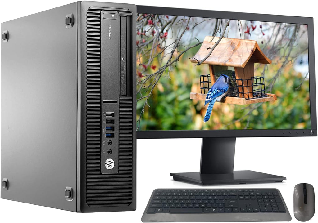 HP 705 G2 Desktop PC AMD Pro A4-8350B R5 Processor, 8GB Ram, 256 GB M.2 SSD, WiFi & Bluetooth, Wireless Keyboard Mouse, 27 Inch LED Monitor, Windows 10 P46150