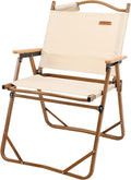 Beige Folding Camping Chair with Beech Armrest D221