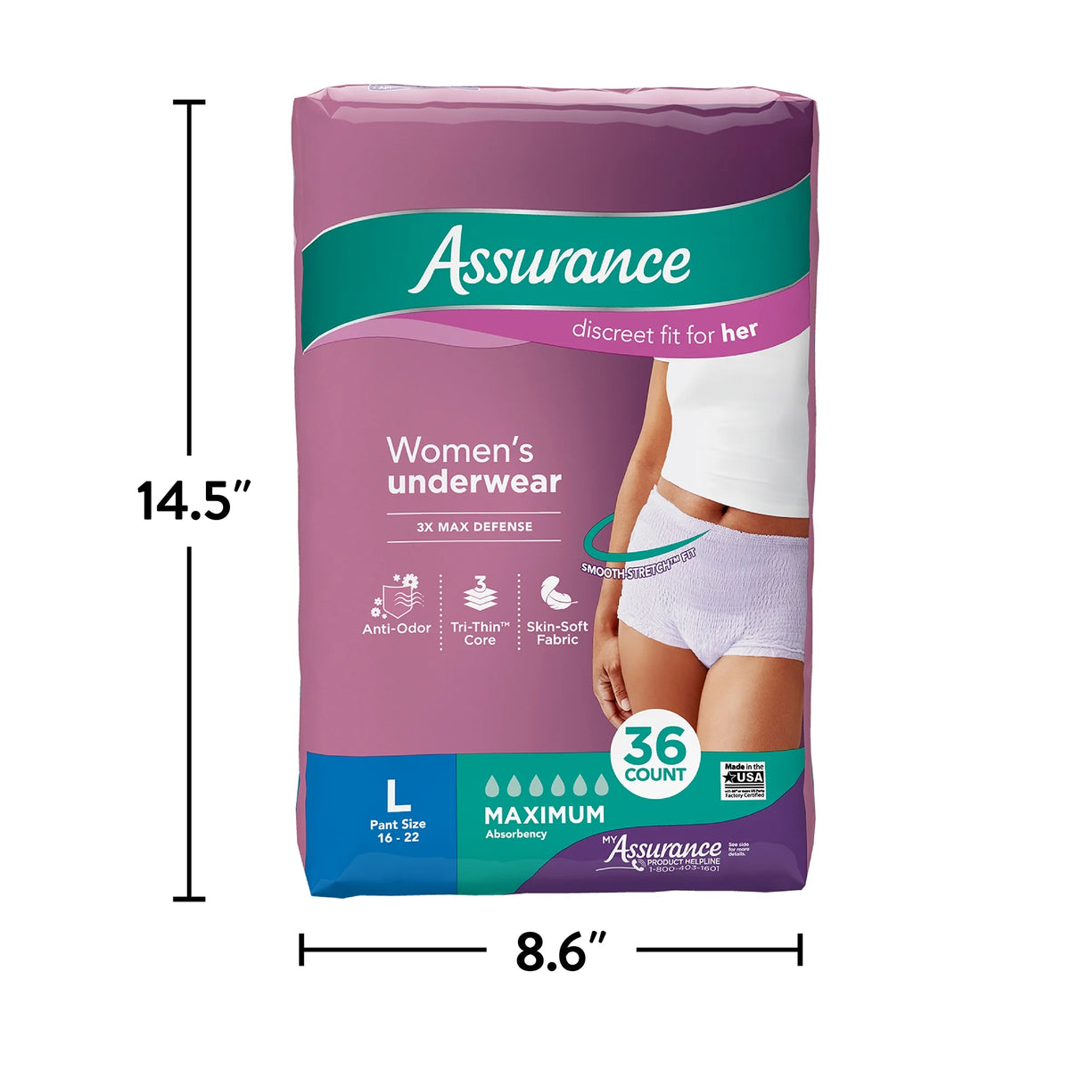 Maximum Absorbency Incontinence & Postpartum Underwear (36 Count) T63102