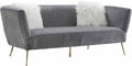 Grey Velvet Sofa with 2 Pillows D155
