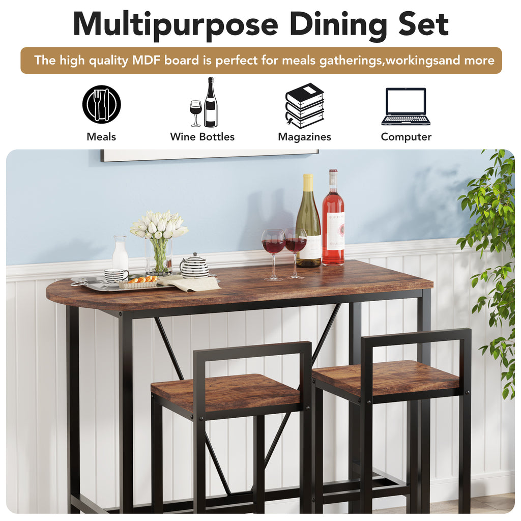 3-Piece Bar Table Set, 39.4 Marble White L1987