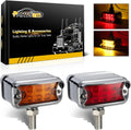 2Pcs Amber/Red 6 LED Double Face Rectangular Chrome Utility Lights S6028