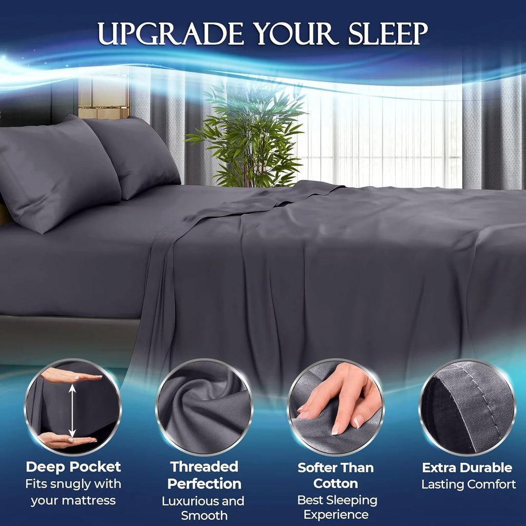 Cooling Viscose Microfiber Bed Sheets Set 4pcs U583594