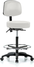 Rolling Height Adjustable Doctor's Stool with Back and Footring F384181