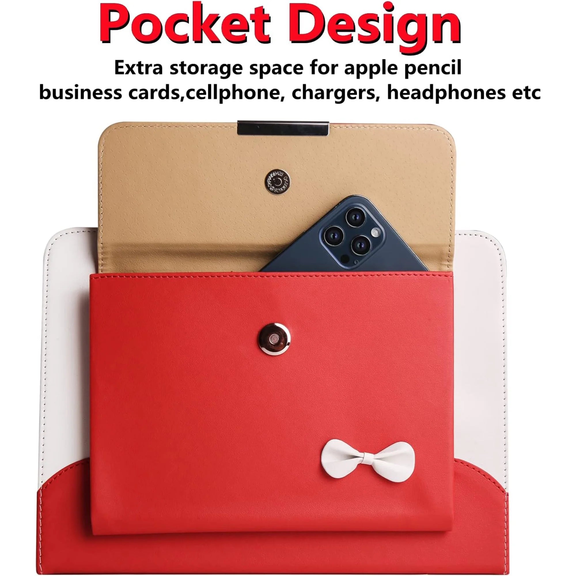 Red Slim Leather iPad 10.9 inch Case with Hand Strap Pocket J331392
