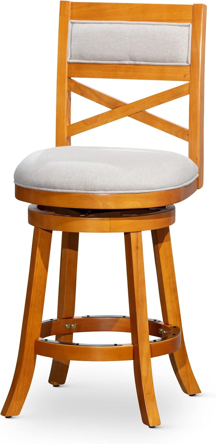 Black Leather Seat Swivel Stool, 24” Counter Height B5961
