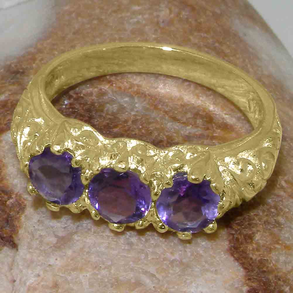 10k Yellow Gold Amethyst Womens Ring H258