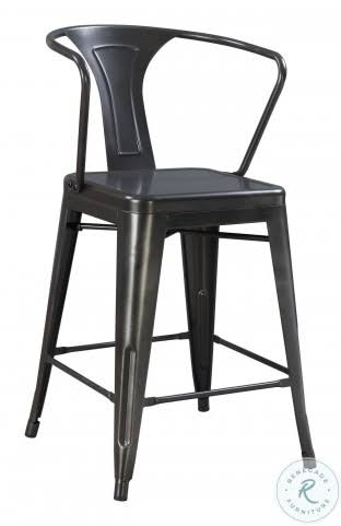 Charcoal 24x22 Bar Stool with Solid Metal Seat Back and Legs - Set of Two F878818