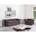 Tufted Leather Armchair Brown A3531