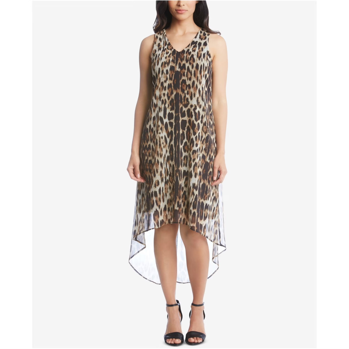 Animal Print Sleeveless High-Low Dress B809