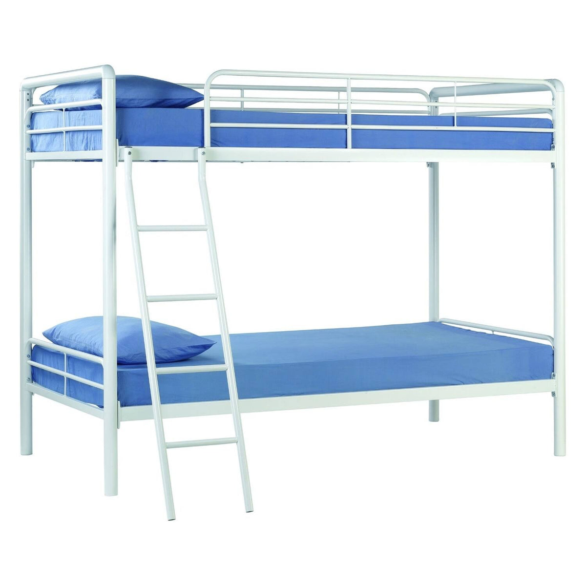 White Metal Twin Over Twin Bunk Bed with Ladder Y726526