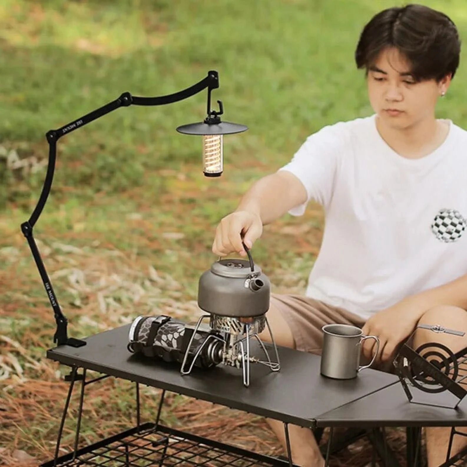 Black Ultralight Camping Lantern Stand R32149