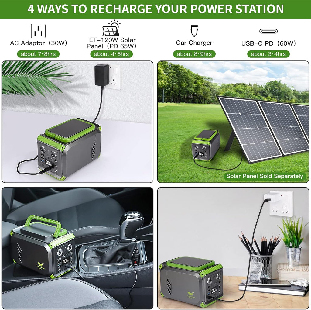200W Solar Powered Generator with 110V AC Outlet H350
