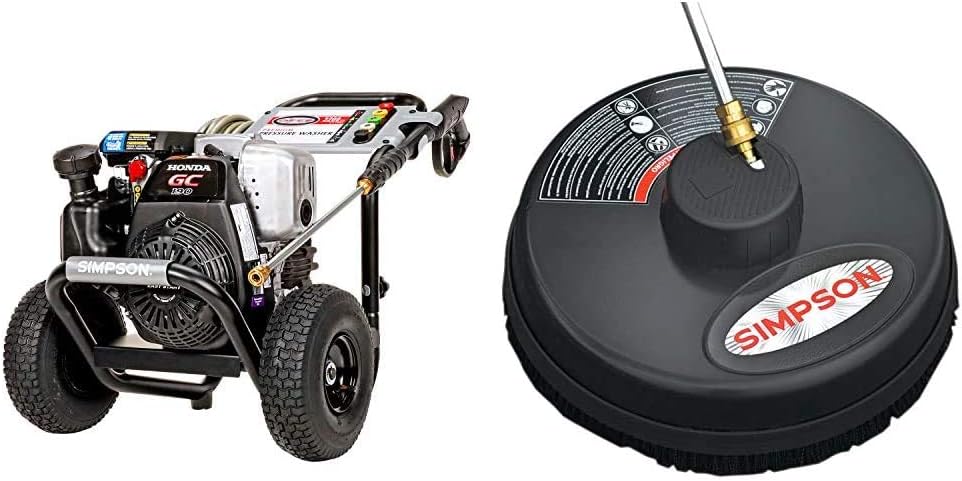 Gas Pressure Washer, 3200 PSI at 2.5 GPM, Black, 15" Steel Surface Scrubber P761