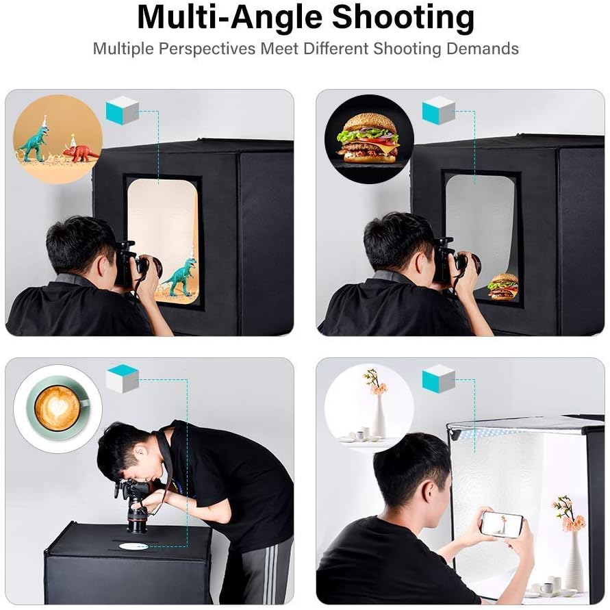 24 x 24 Inch Portable Photo Studio Light Box with LED Lights and 6 Color Backdrops H3594