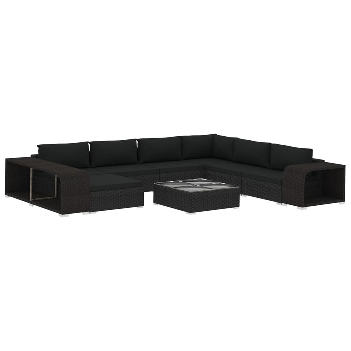 10 Piece Poly Rattan Patio Lounge Set with Cushions K895388