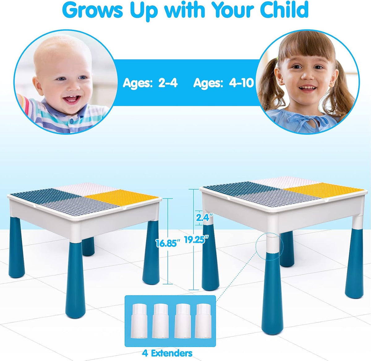 Kids Activity Table and Chair Set with 152Pcs Marble Run Building Blocks Water Table Sand Table STEM Toys H56188