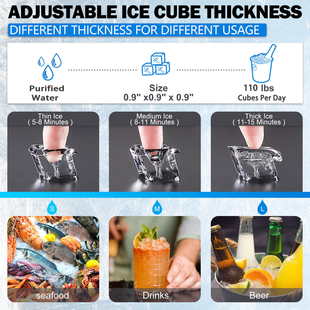 110LBS/24H Stainless Steel Commercial Ice Maker Machine Y540