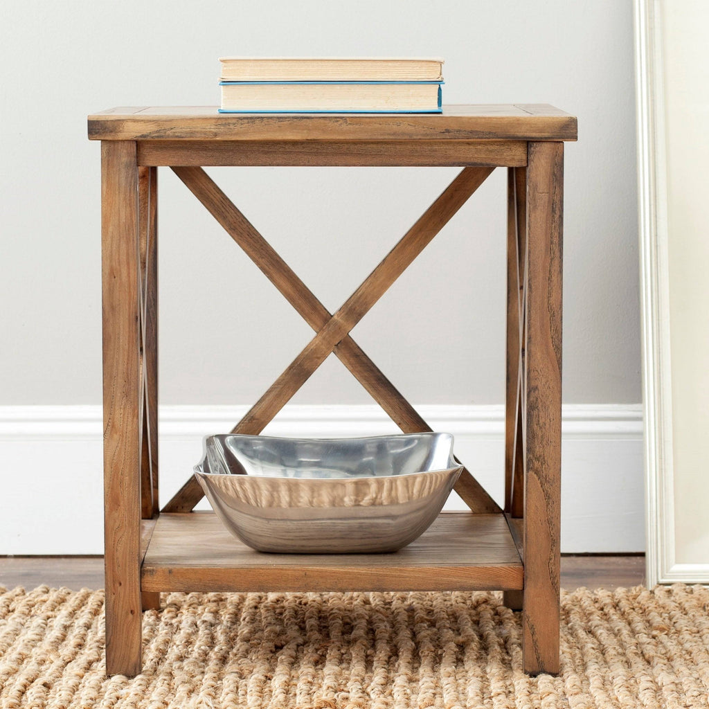 Oak Cross Back End Table K442