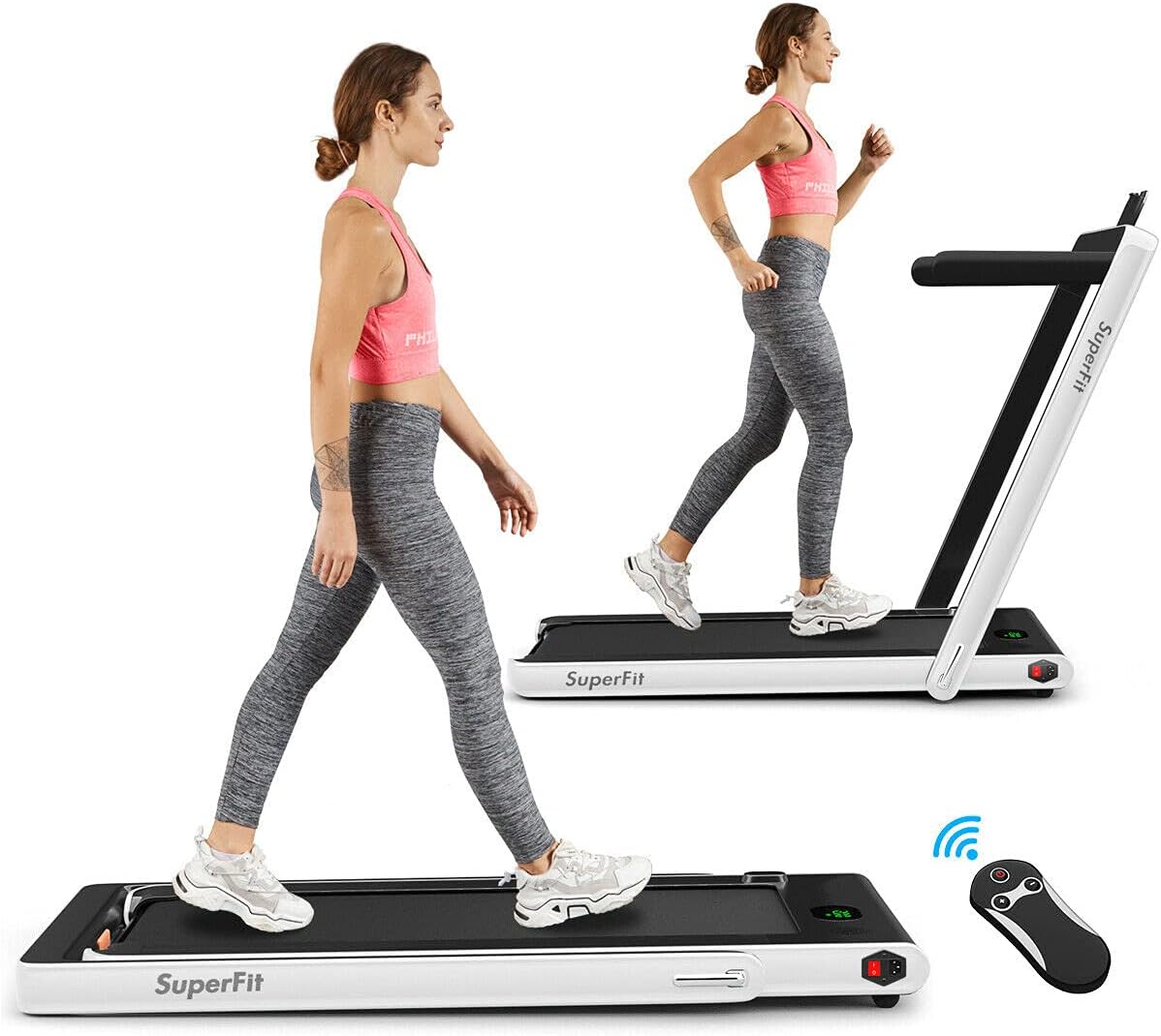 2 in 1 Folding Treadmill with Bluetooth Speaker and LED Display E71243