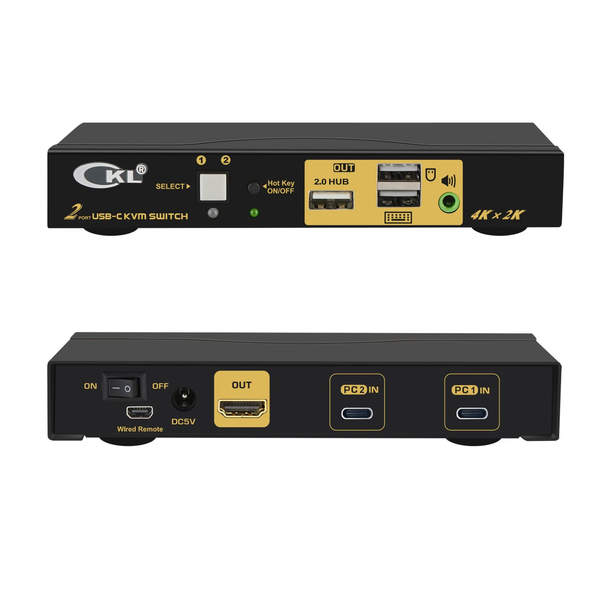 2 Port Dual Monitor KVM Switch HDMI 4K@60Hz with Audio Outputs and USB 2.0 HUB X870796