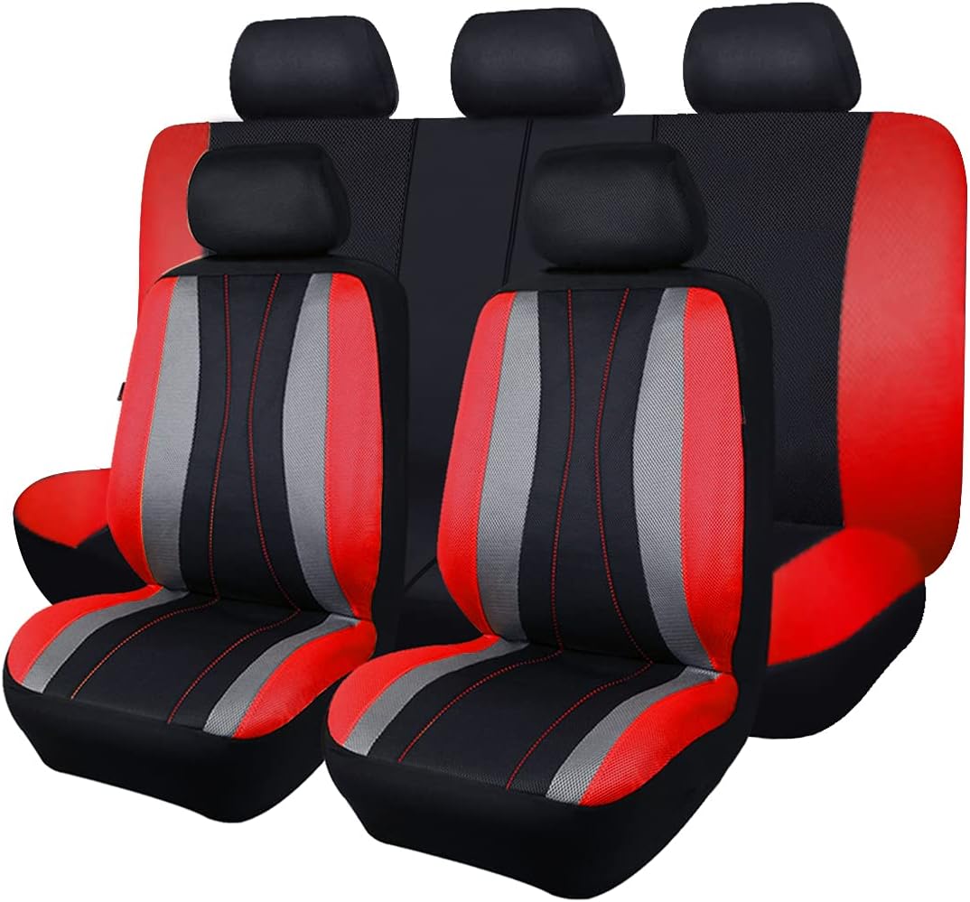 Faux Leather Mesh Car Seat Covers Full Set K114