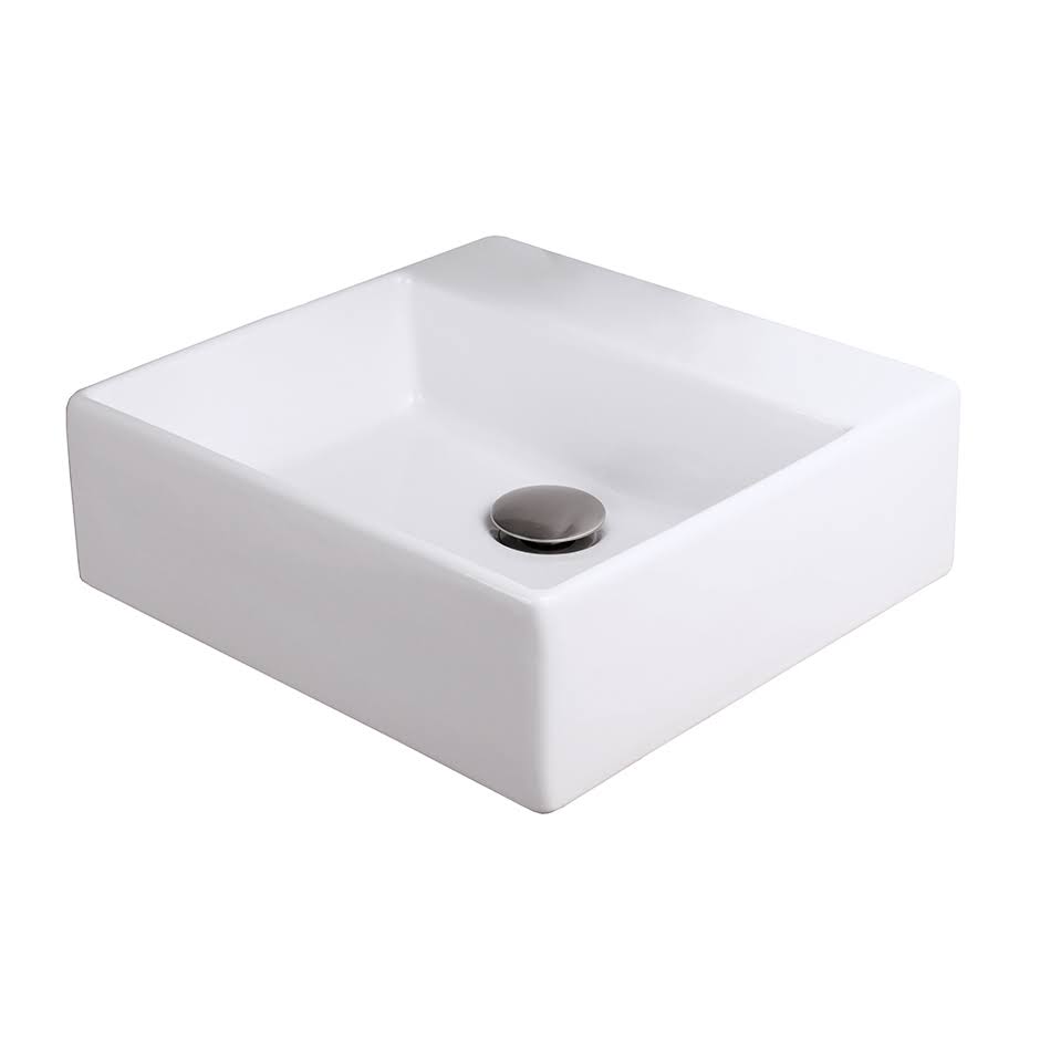 White Square Wall Mount Bathroom Sink Faucet G940788