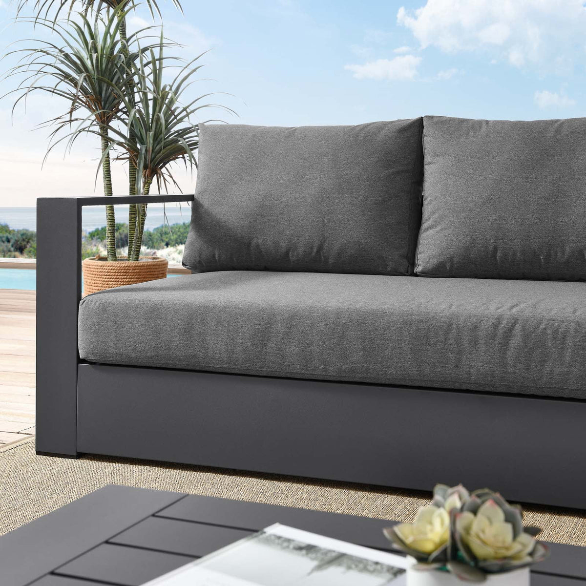 Grey Aluminum Fabric Outdoor Lounge Sofa K890