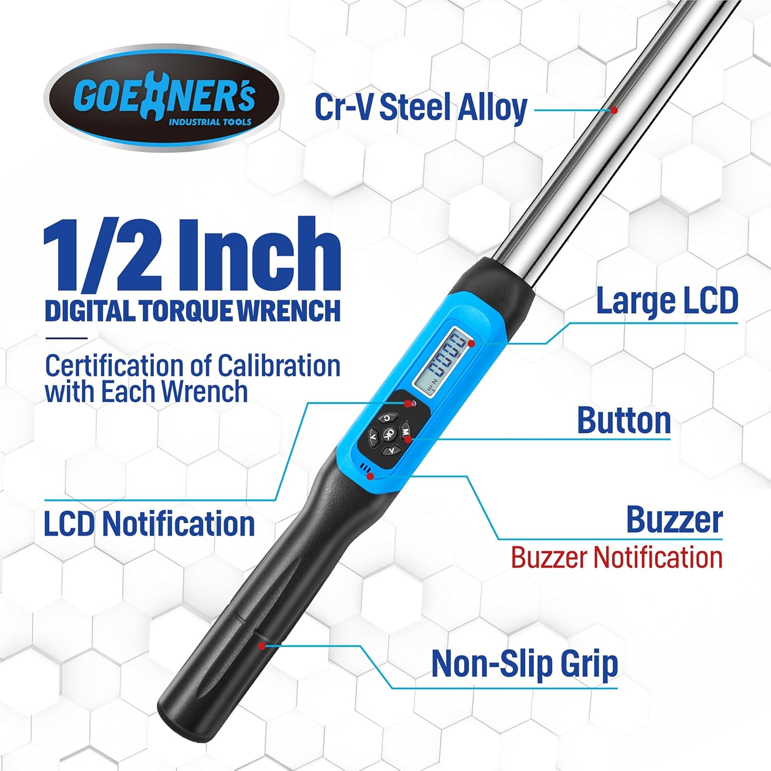1/2" Drive Digital Torque Wrench, 12.5-250 ft.-lb./17-340 N.m., Electronic Torque Wrench S746229