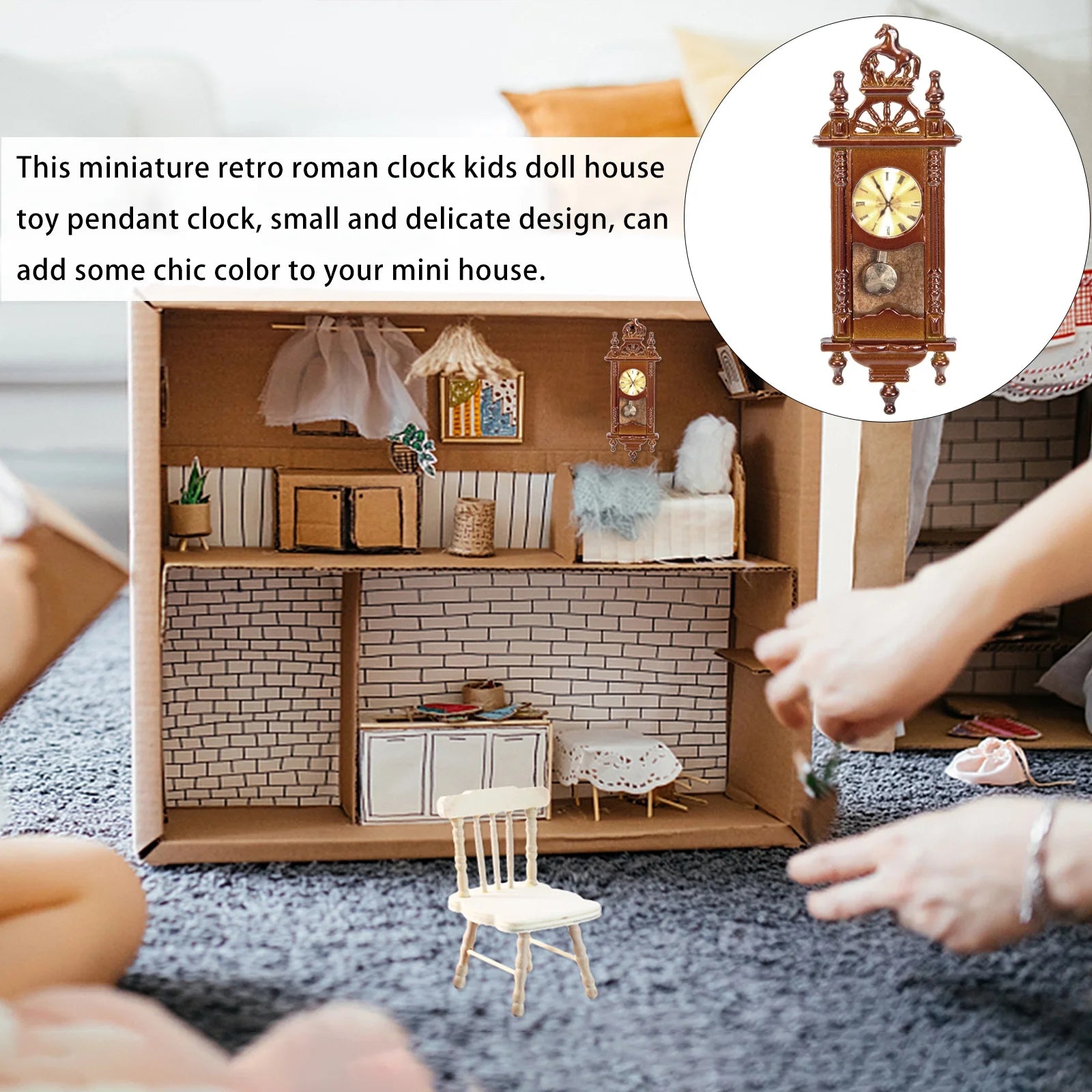 Metal Dollhouse Hanging Clock Toy Doll Furniture E4207