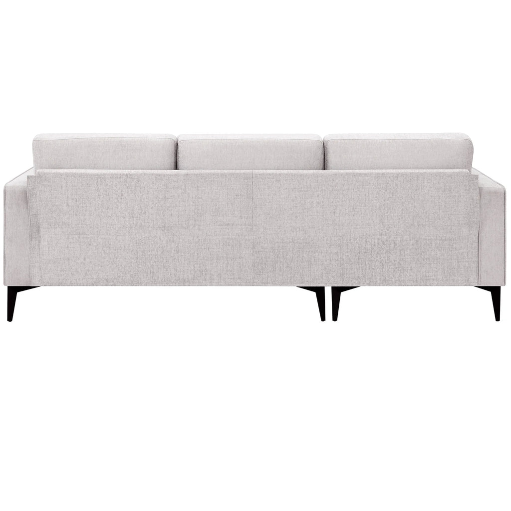 L-Shaped Sectional Sofa with Reversible Chaise, 3 Seater Chenille Fabric Modular Couch with Pillows Metal Legs R1489